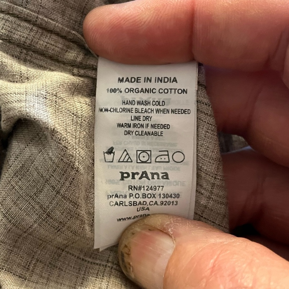 Prana Tan Button Down Two Pocket Adjustable Long Sleeve Chambray Men's XL - Picture 12 of 14